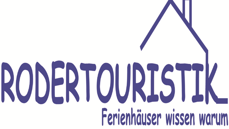 A logo from Rodertouristik with the slogan "Holiday homes know why." The design features a stylized house graphic.