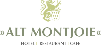 An elegant logo of "Alt Montjoie". It represents a hotel, restaurant, and café.